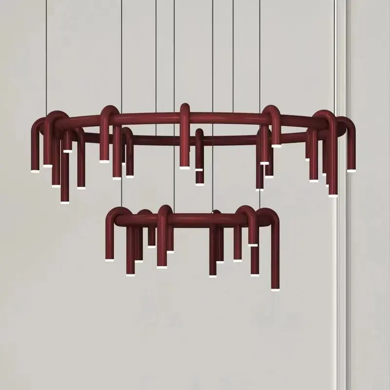 Nordic U-shaped Pendant lamp water pipe long strip Chandelier for restaurant bedroom Living Room led Designer Pendant light