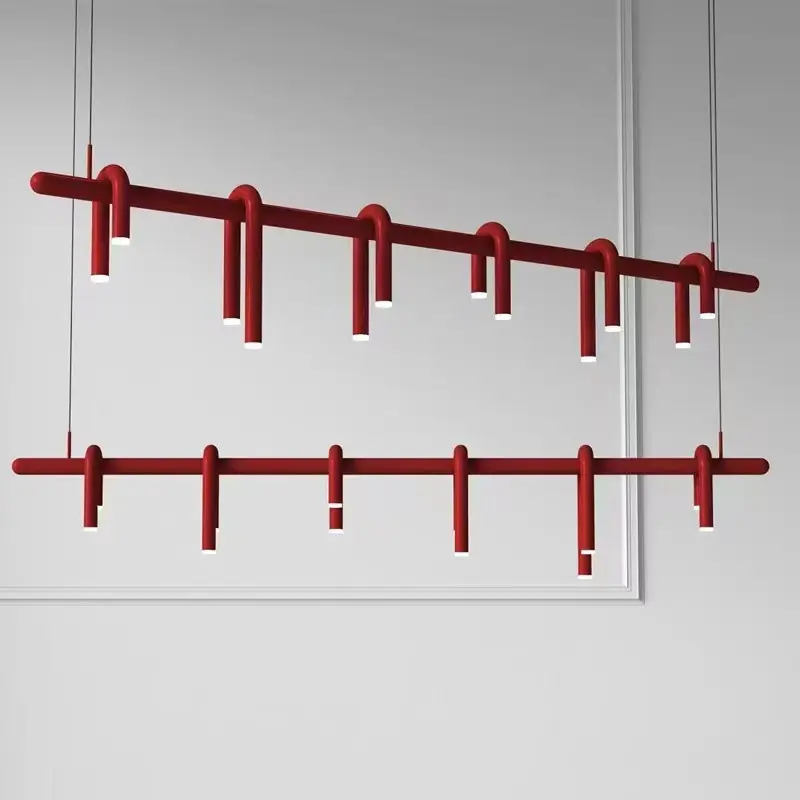 Nordic U-shaped Pendant lamp water pipe long strip Chandelier for restaurant bedroom Living Room led Designer Pendant light