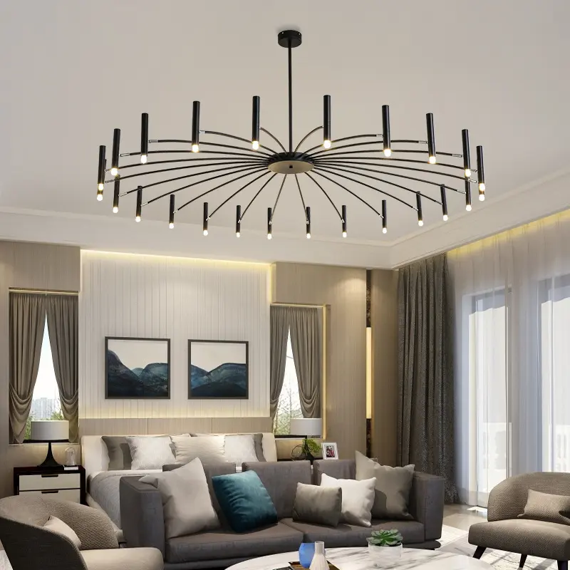 Nordic led circle chandelier For Living Room Bedroom Home Modern lustre quarto designer black and gold wrought iron chandelier