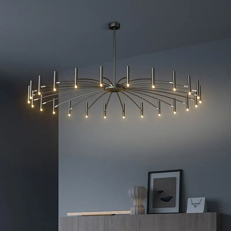 Nordic led circle chandelier For Living Room Bedroom Home Modern lustre quarto designer black and gold wrought iron chandelier