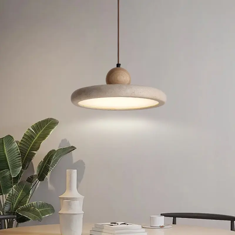 Japanese Style Yellow Cave Stone Pendant Light Wabi Style Restaurant Chandelier for Bedroom kitchen Retro Round Pendant lamp