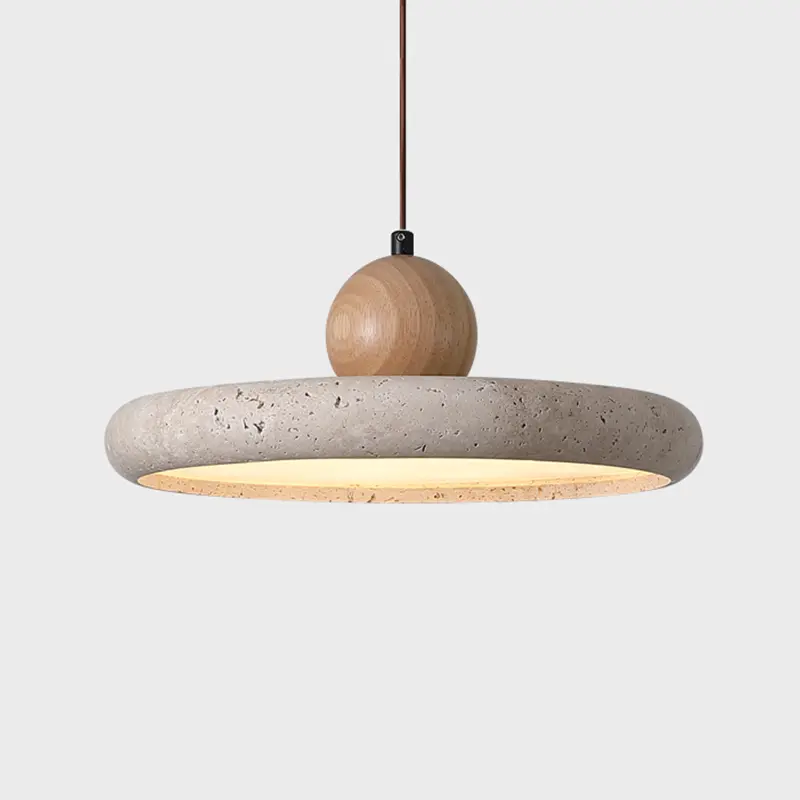 Japanese Style Yellow Cave Stone Pendant Light Wabi Style Restaurant Chandelier for Bedroom kitchen Retro Round Pendant lamp