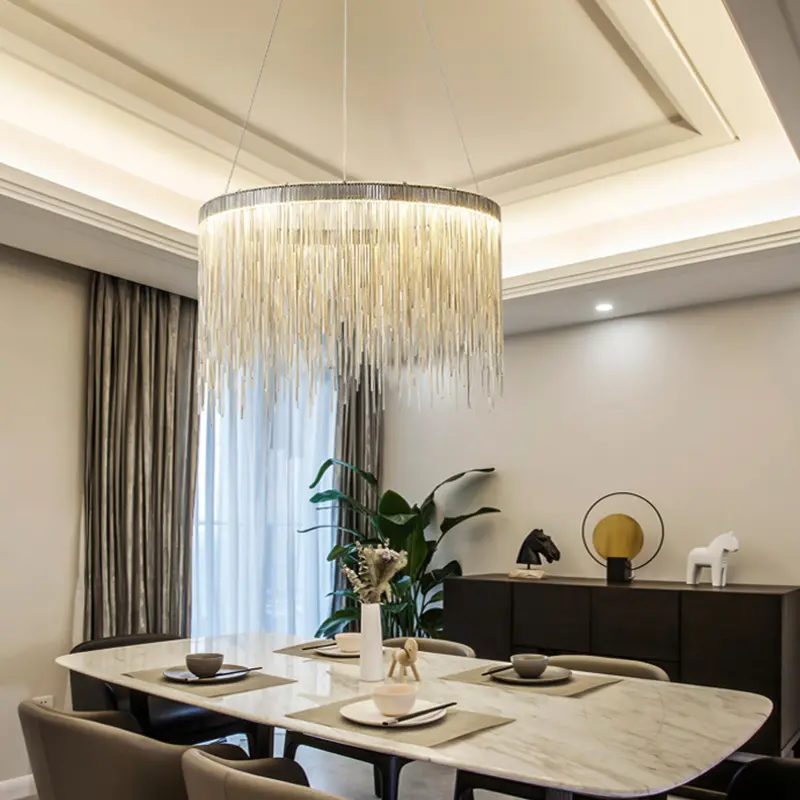 Nordic circle chandelier Indoor Modern Round tassel chandelier for Home Living room bedroom Minimalism house lighting fixtures