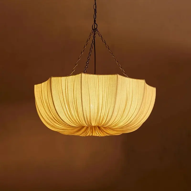 Retro Wabi Sabi Fabric Chandelier Japanese Fabric Pendant Lights for Living Dining Room Bedroom Nordic home decoration