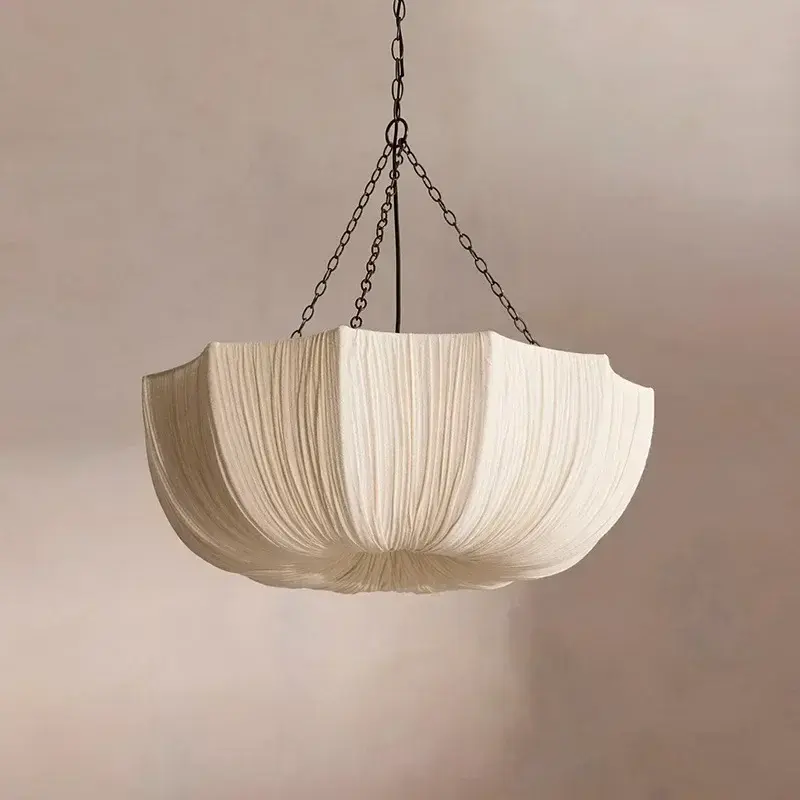 Retro Wabi Sabi Fabric Chandelier Japanese Fabric Pendant Lights for Living Dining Room Bedroom Nordic home decoration