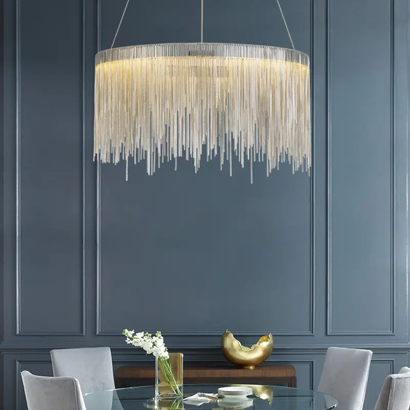 Nordic circle chandelier Indoor Modern Round tassel chandelier for Home Living room bedroom Minimalism house lighting fixtures