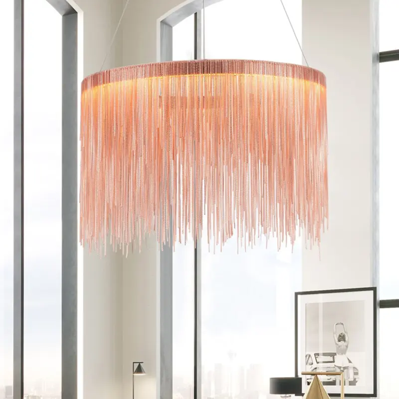 Nordic circle chandelier Indoor Modern Round tassel chandelier for Home Living room bedroom Minimalism house lighting fixtures