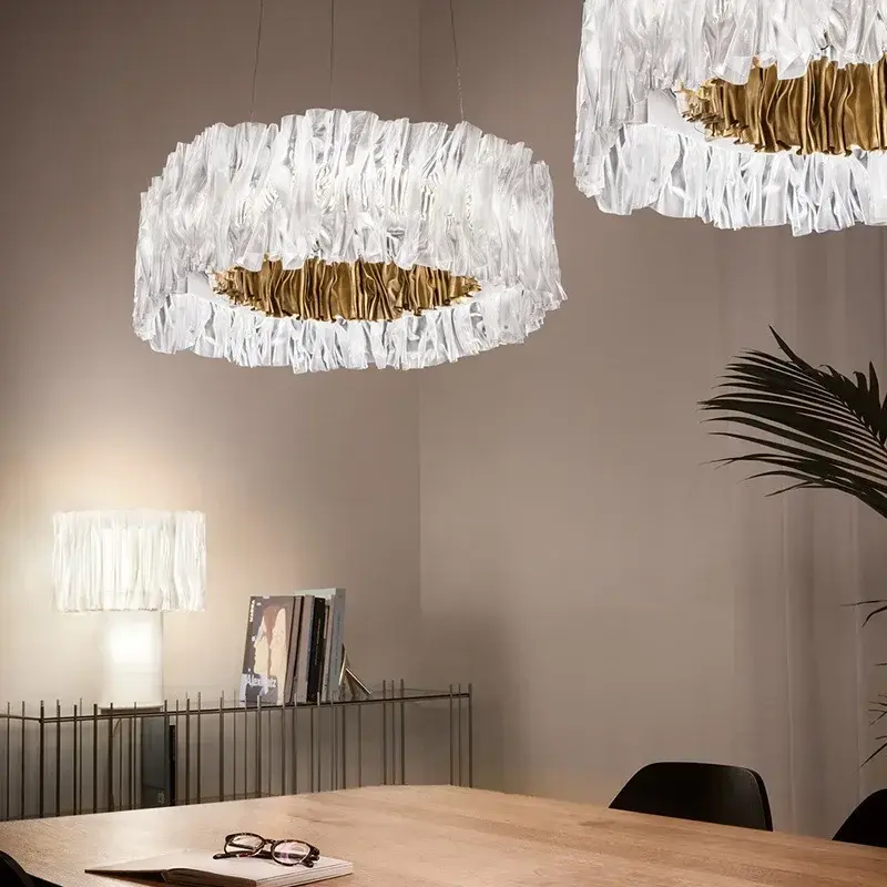Accordéon Suspension pendant light LED pleated acrylic chandelier for Living Room Bedroom Restaurant Designer pendant lamp