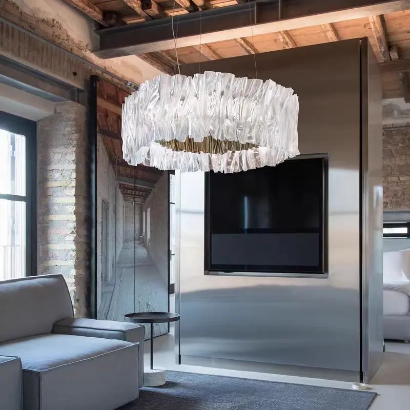 Accordéon Suspension pendant light LED pleated acrylic chandelier for Living Room Bedroom Restaurant Designer pendant lamp
