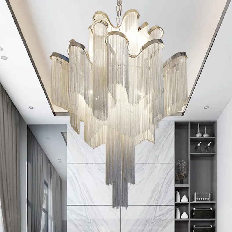Nordic tassel chandelier Loft Aluminum Chain Led minimalist lamp Modern Bedroom Dining room Aisle Decor suspension chandelier