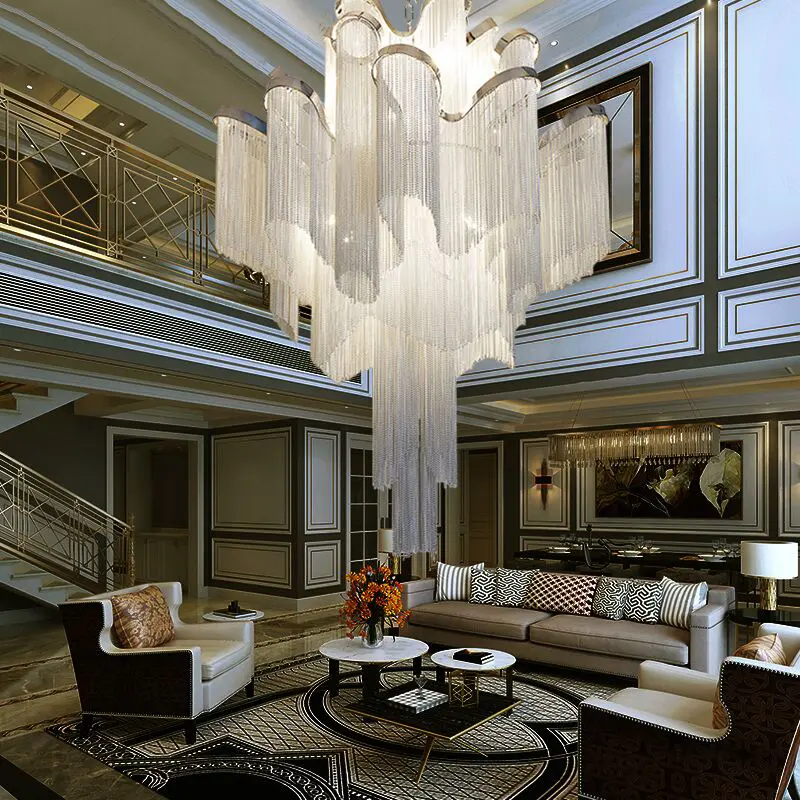 Nordic tassel chandelier Loft Aluminum Chain Led minimalist lamp Modern Bedroom Dining room Aisle Decor suspension chandelier