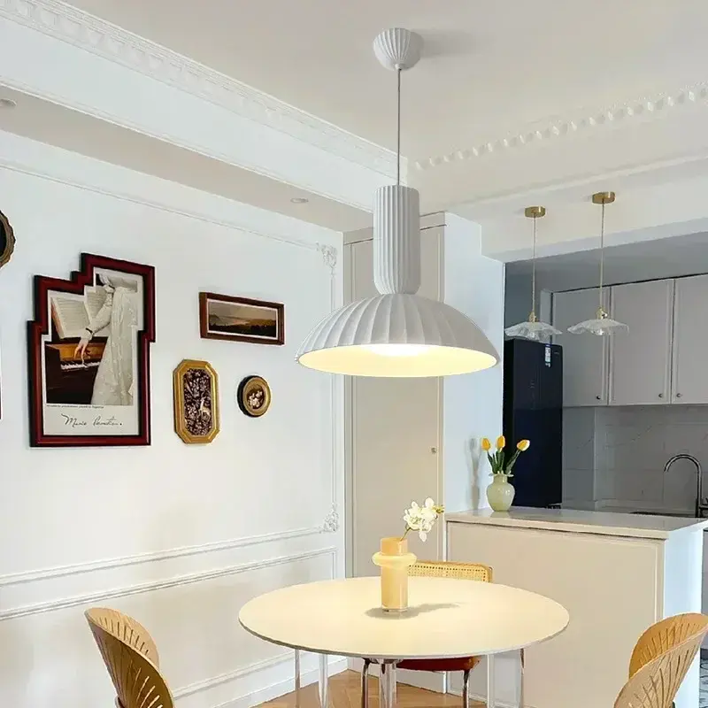 French Gypsum Pendant Light Nordic Designer Restaurant Chandelier Kitchen Island Bedroom Modern White Pendant lamp