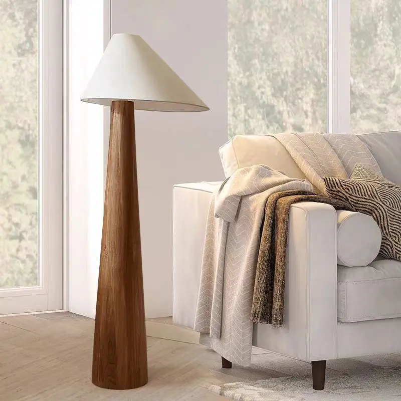 Japanese Wooden Floor Lamp Retro Zen Walnut Floor Lamp Solid Wood Art Floor light for Living room bedroom Wabi sabi table lamp