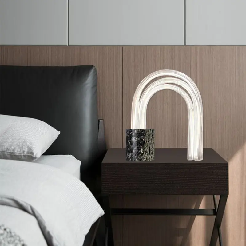 Modern Marble Table Lamp Nordic Acrylic Tube LED Table light for Living Room Bedroom Simple Design Indoor Lighting Bedside lamp