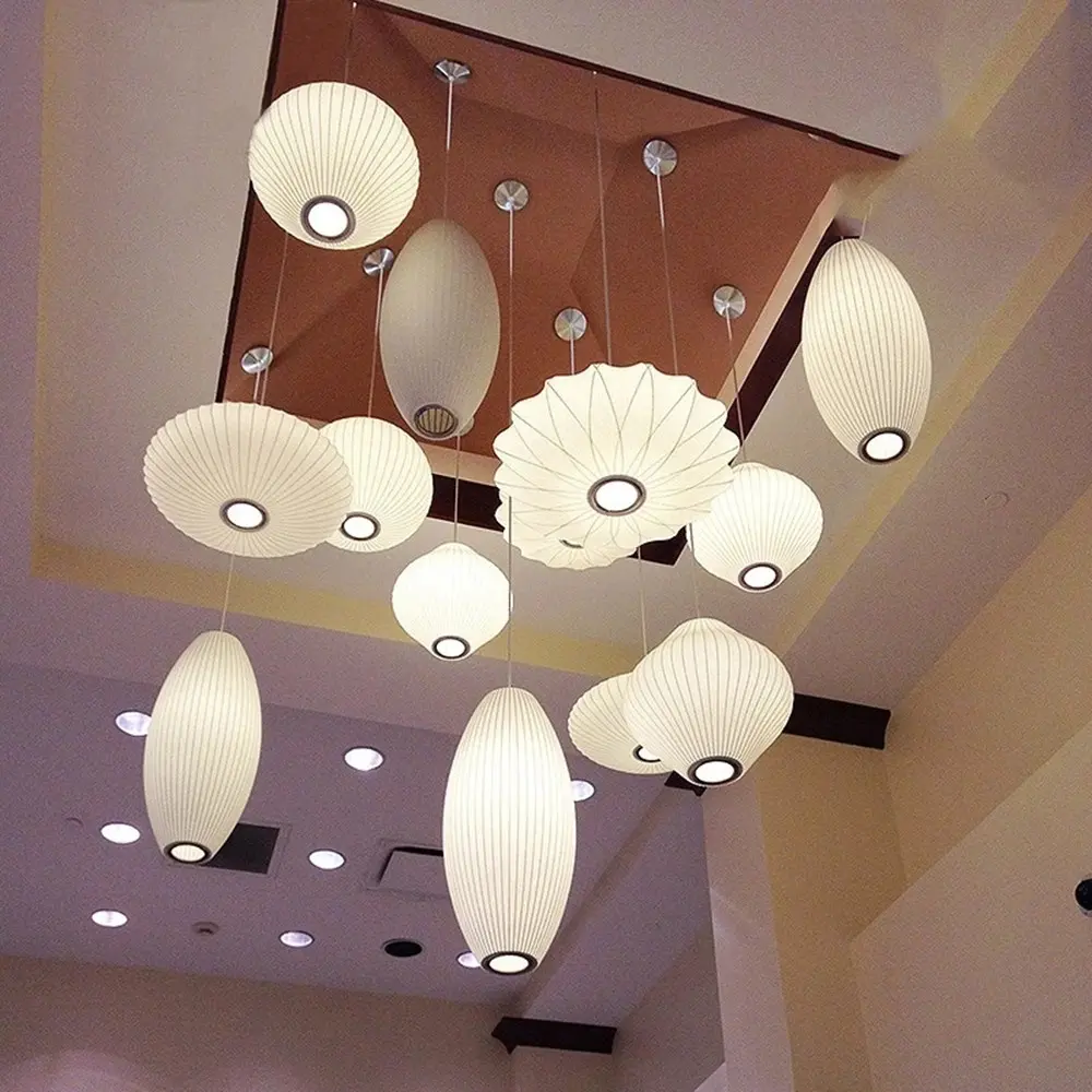 Japanese pendant light white design minimalist lamp Silk Cloth Light Clothing nelson lamp Shop Cloth loft lantern pendant lamp