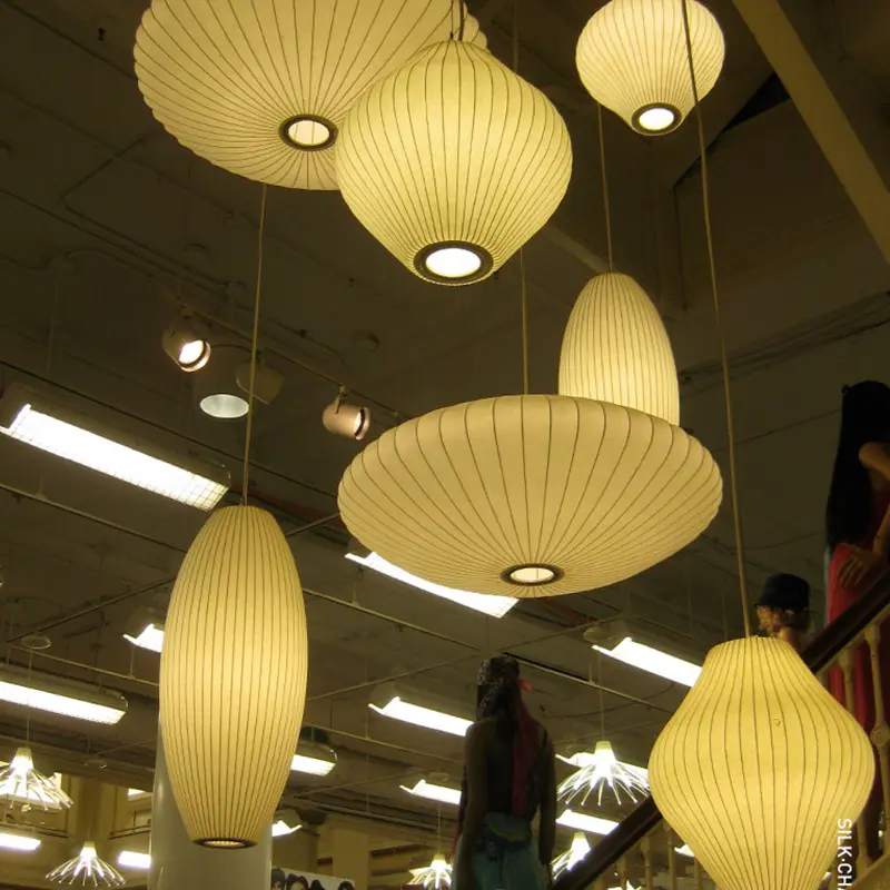 Japanese pendant light white design minimalist lamp Silk Cloth Light Clothing nelson lamp Shop Cloth loft lantern pendant lamp