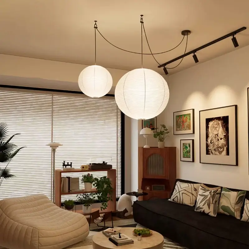 Japanese Noguchi Chandelier Rice Paper Paper Art Lantern Pendant Light for Bedroom Living room study Paper Pendant lamp