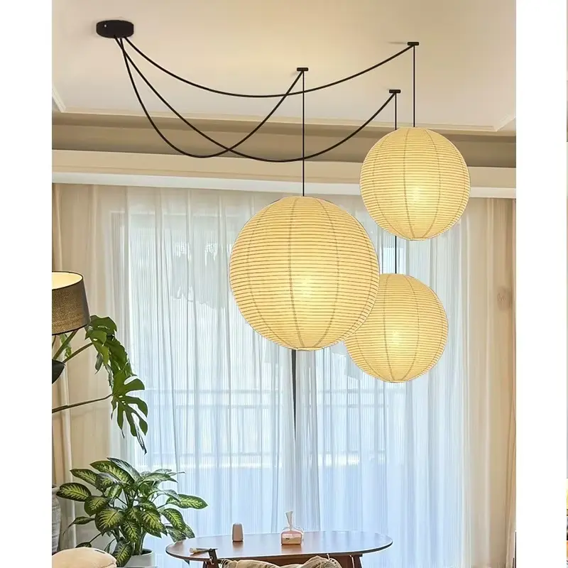 Japanese Noguchi Chandelier Rice Paper Paper Art Lantern Pendant Light for Bedroom Living room study Paper Pendant lamp