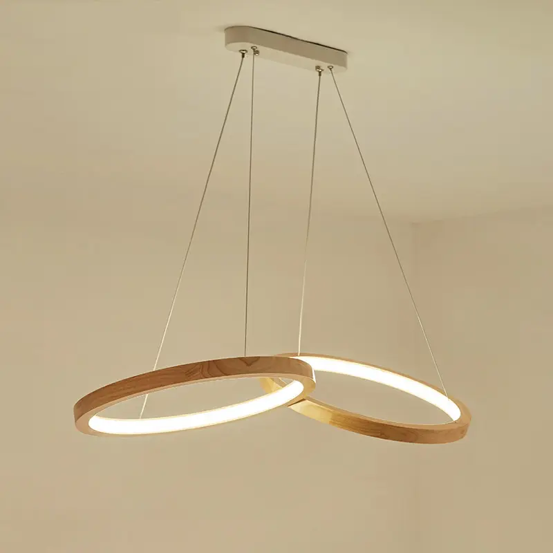 Japanese hanging lamp LED 2 round pendant light design wood light For Dining Room minimalist Kitchen house lighting fixtures