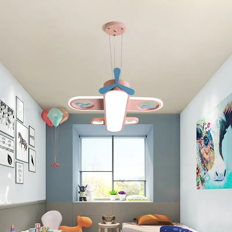 Modern Pink blue chandelier Led deco designer aircraft lamp Baby girl Boys Home Decor kids room chandelier lighting