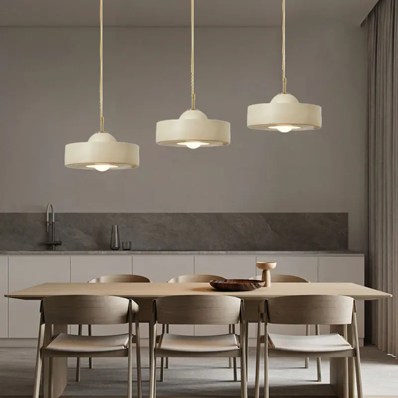 French Cream Style Pendant Lights Wabi Sabi Pendant lamp for Dining Room Bedroom Living room Minimalist white pendant light