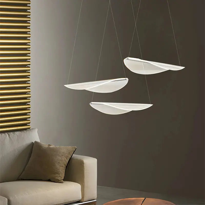 DIPHY Pendant Lamp Nordic Acrylic shade Petal Chandelier for Living room Restaurant Hotel bedroom minimalist leaf pendant light