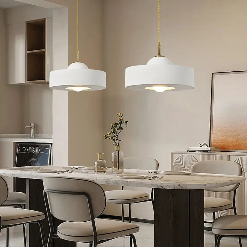 French Cream Style Pendant Lights Wabi Sabi Pendant lamp for Dining Room Bedroom Living room Minimalist white pendant light
