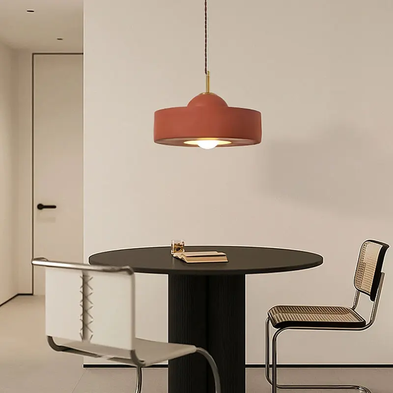 French Cream Style Pendant Lights Wabi Sabi Pendant lamp for Dining Room Bedroom Living room Minimalist white pendant light