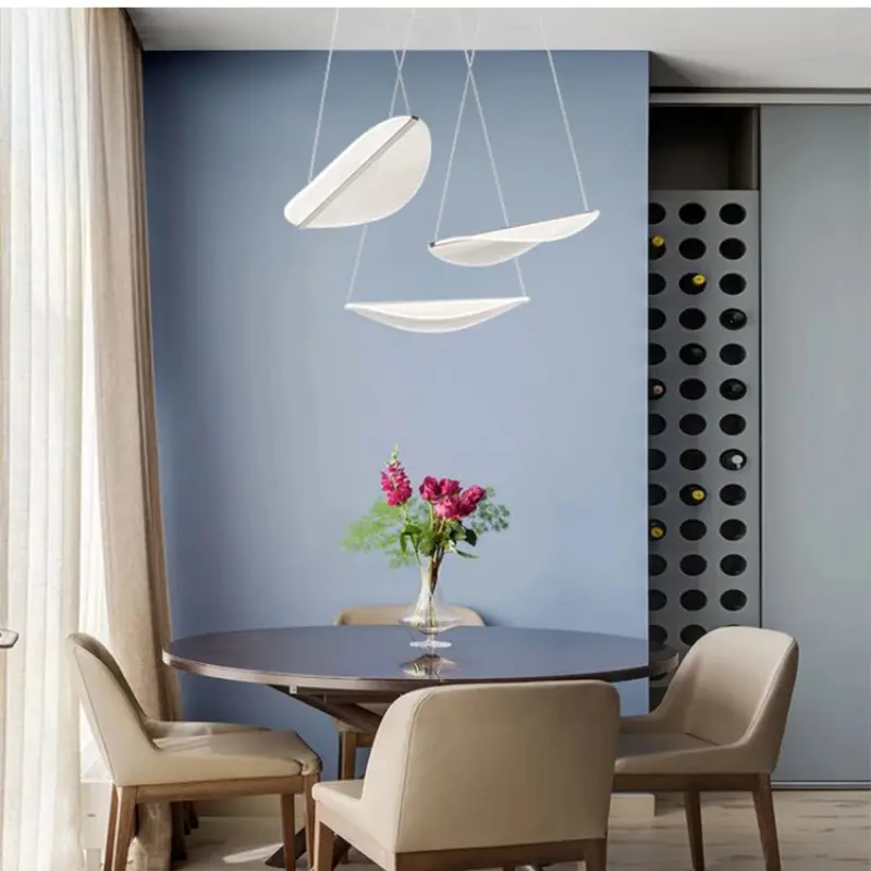 DIPHY Pendant Lamp Nordic Acrylic shade Petal Chandelier for Living room Restaurant Hotel bedroom minimalist leaf pendant light