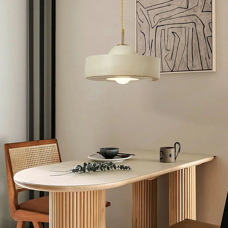 French Cream Style Pendant Lights Wabi Sabi Pendant lamp for Dining Room Bedroom Living room Minimalist white pendant light