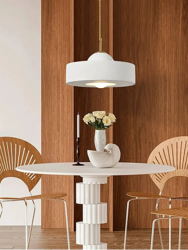 French Cream Style Pendant Lights Wabi Sabi Pendant lamp for Dining Room Bedroom Living room Minimalist white pendant light