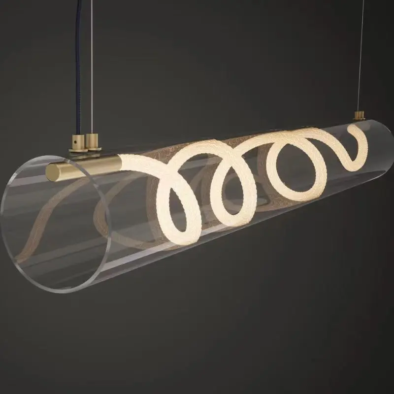 Nordic Long Tube Pendant lamp Light Shadow Design Strip LED Lamps for Restaurant office villa decoration lighting fixtures