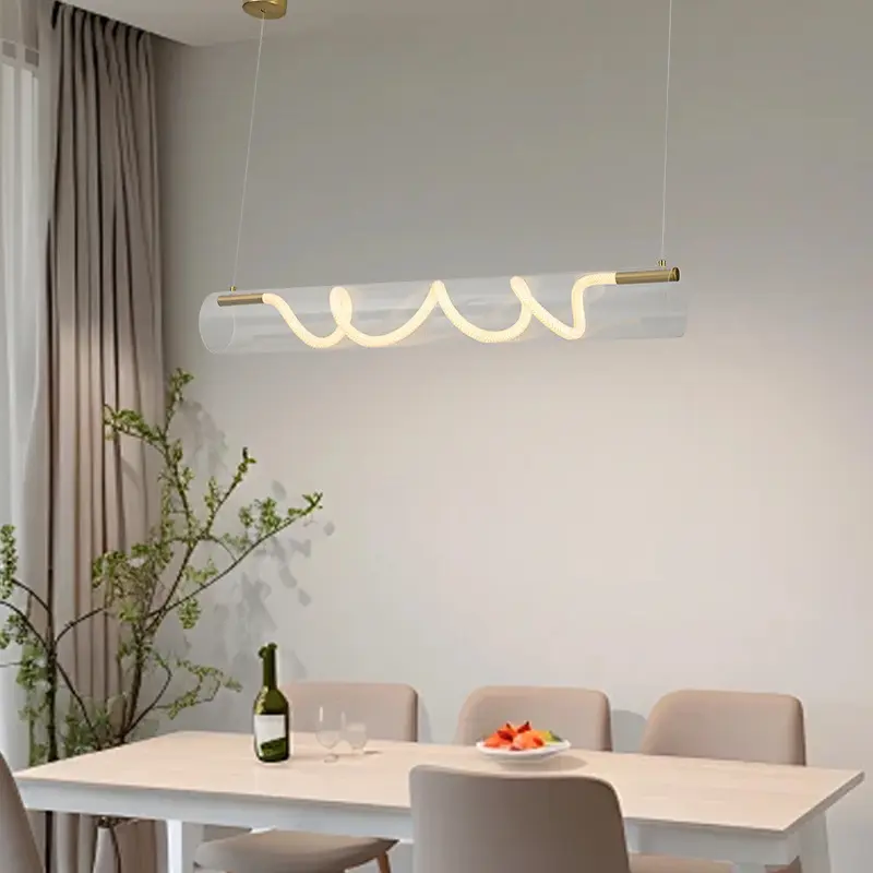 Nordic Long Tube Pendant lamp Light Shadow Design Strip LED Lamps for Restaurant office villa decoration lighting fixtures