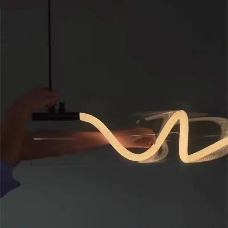 Nordic Long Tube Pendant lamp Light Shadow Design Strip LED Lamps for Restaurant office villa decoration lighting fixtures
