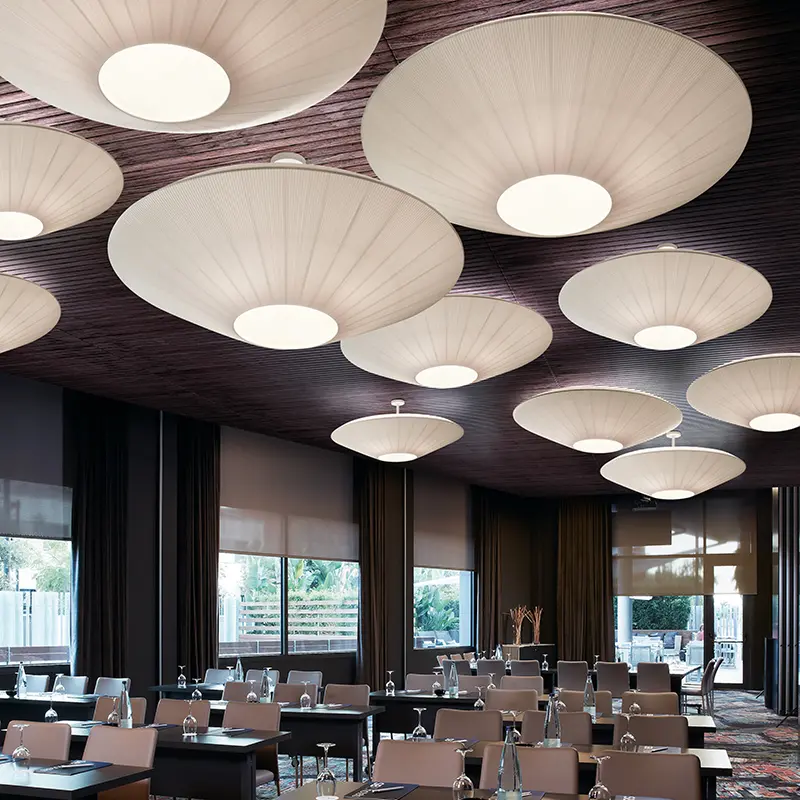Round Whtie Fabric ceiling light Siam ceiling lamp for hotel Foyer Bedroom living room Restaurants UFO Flying Saucer lamp