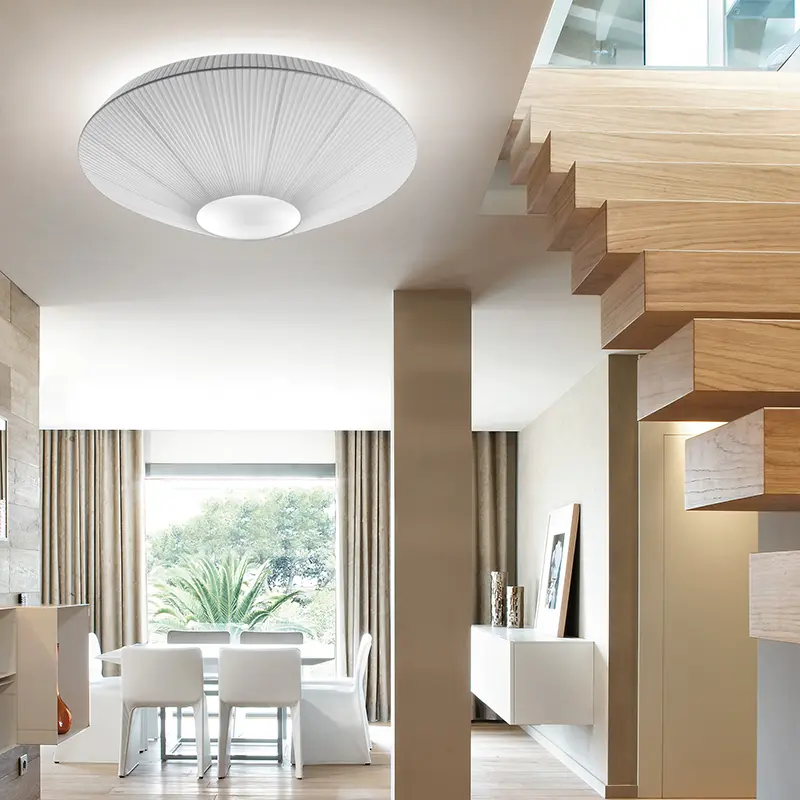 Round Whtie Fabric ceiling light Siam ceiling lamp for hotel Foyer Bedroom living room Restaurants UFO Flying Saucer lamp