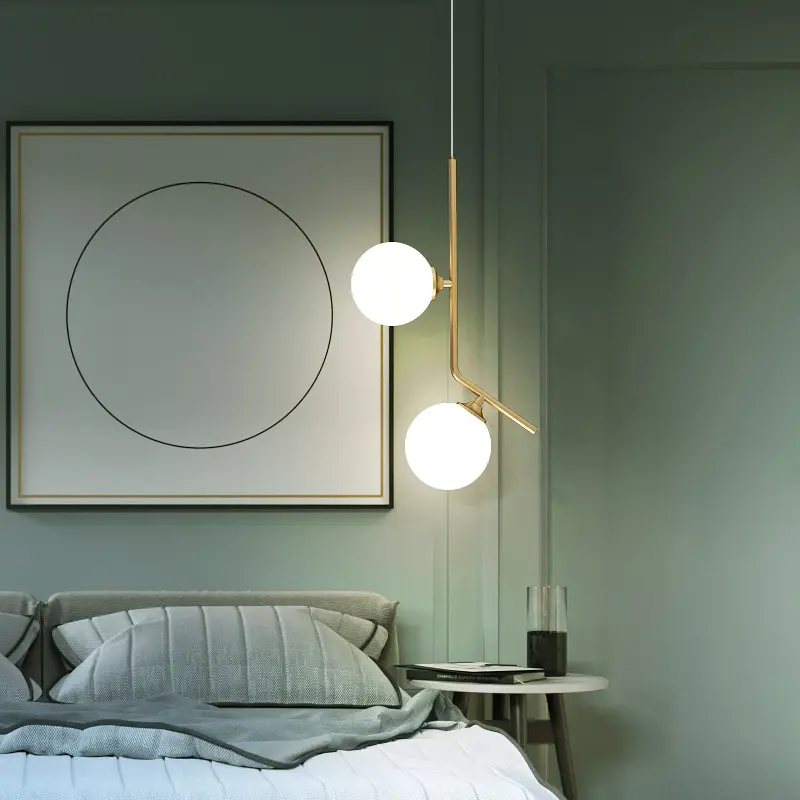 Modern Nordic glass pendant light LED Round simple lights art Creative Light for Room Bedside Indoor Decor gold pendant light