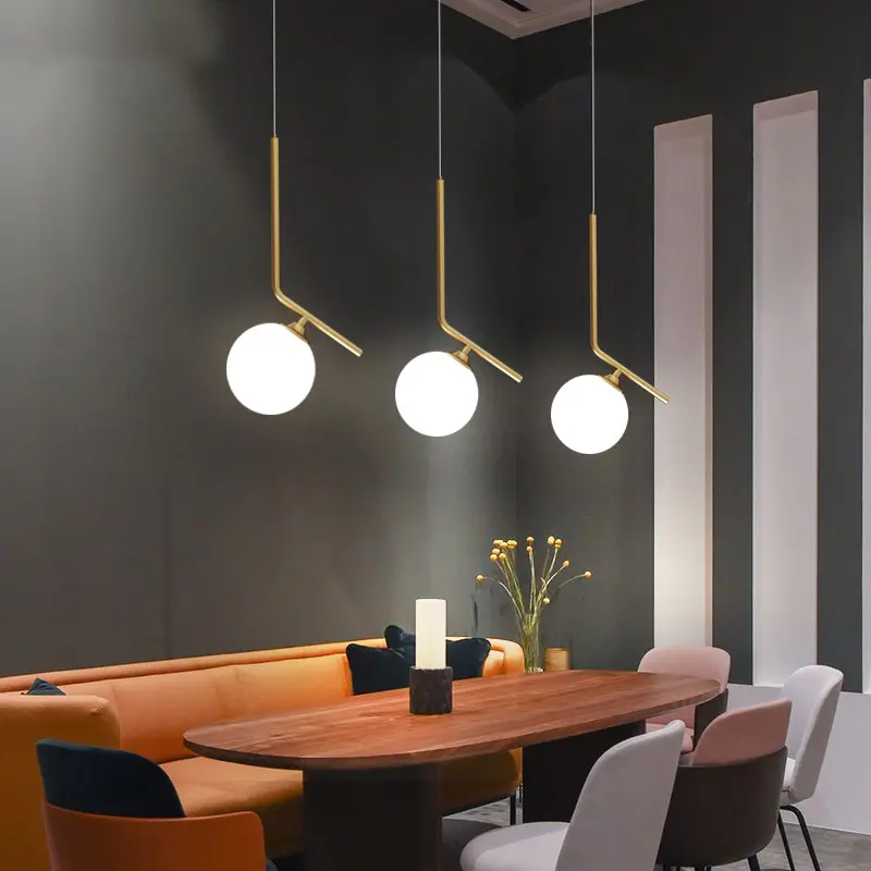 Modern Nordic glass pendant light LED Round simple lights art Creative Light for Room Bedside Indoor Decor gold pendant light