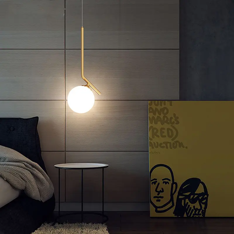 Modern Nordic glass pendant light LED Round simple lights art Creative Light for Room Bedside Indoor Decor gold pendant light
