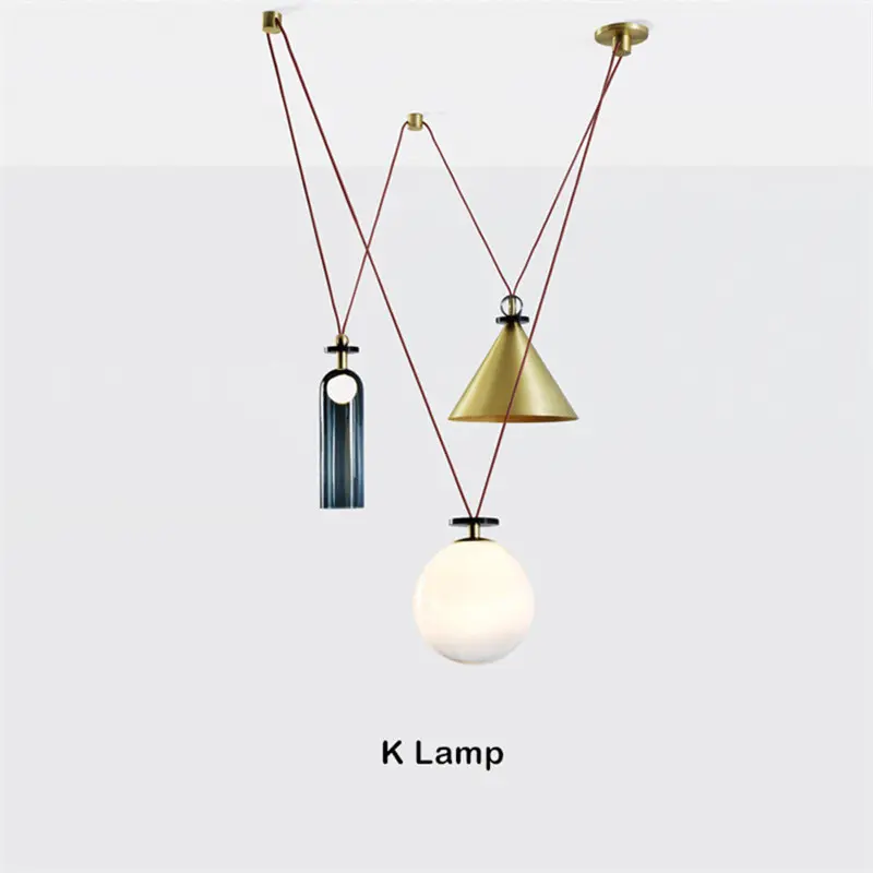 Nordic linear pendant light Pulley Lights Creative lustre industrial Art danish design lamp Bottle Living Room ball pendant ligh