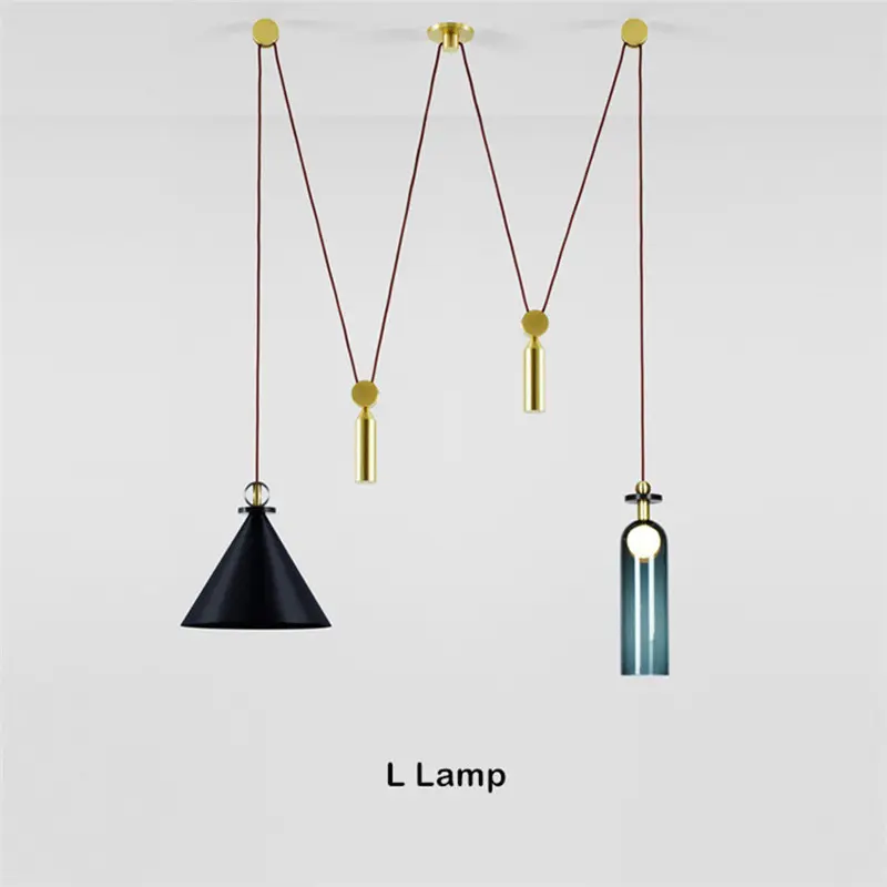 Nordic linear pendant light Pulley Lights Creative lustre industrial Art danish design lamp Bottle Living Room ball pendant ligh