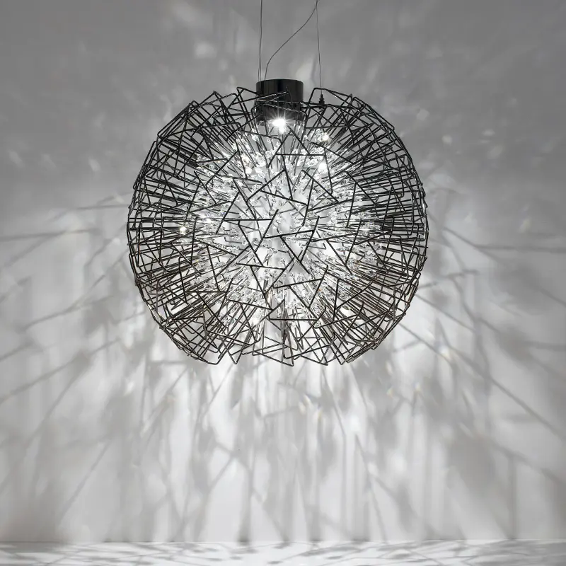 Core Dome Suspension Light Modern spherical chandelier crystal luxury art creative chrome chandelier dandelion led indoor light