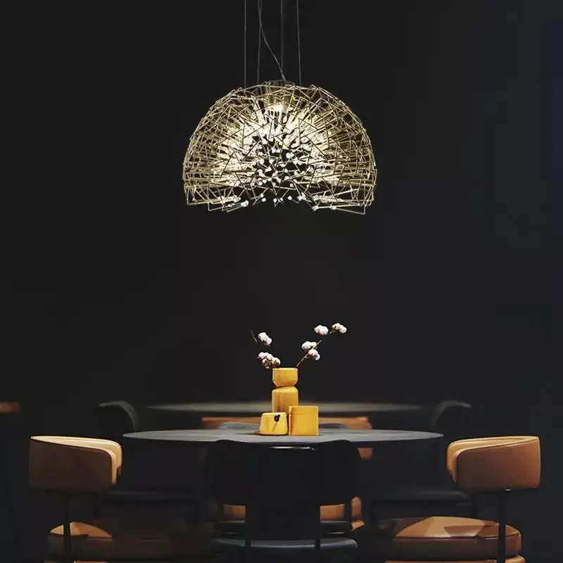 Core Dome Suspension Light Modern spherical chandelier crystal luxury art creative chrome chandelier dandelion led indoor light