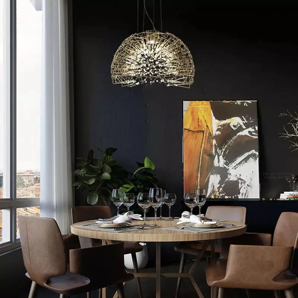 Core Dome Suspension Light Modern spherical chandelier crystal luxury art creative chrome chandelier dandelion led indoor light