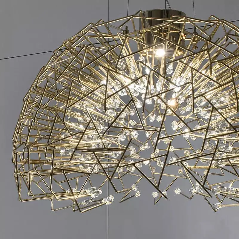Core Dome Suspension Light Modern spherical chandelier crystal luxury art creative chrome chandelier dandelion led indoor light