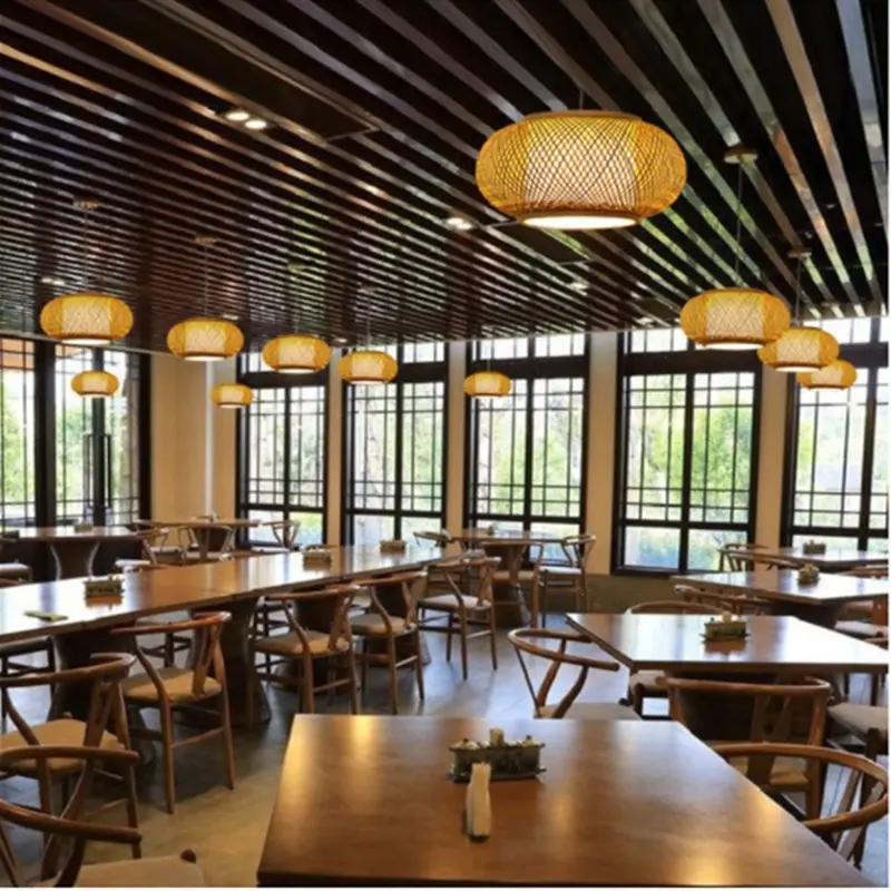Japanese pendant light woven vine lamp Asia pendant light e27 simple design bambo lamp for Restaurant Hotel kitchen tatami lamp