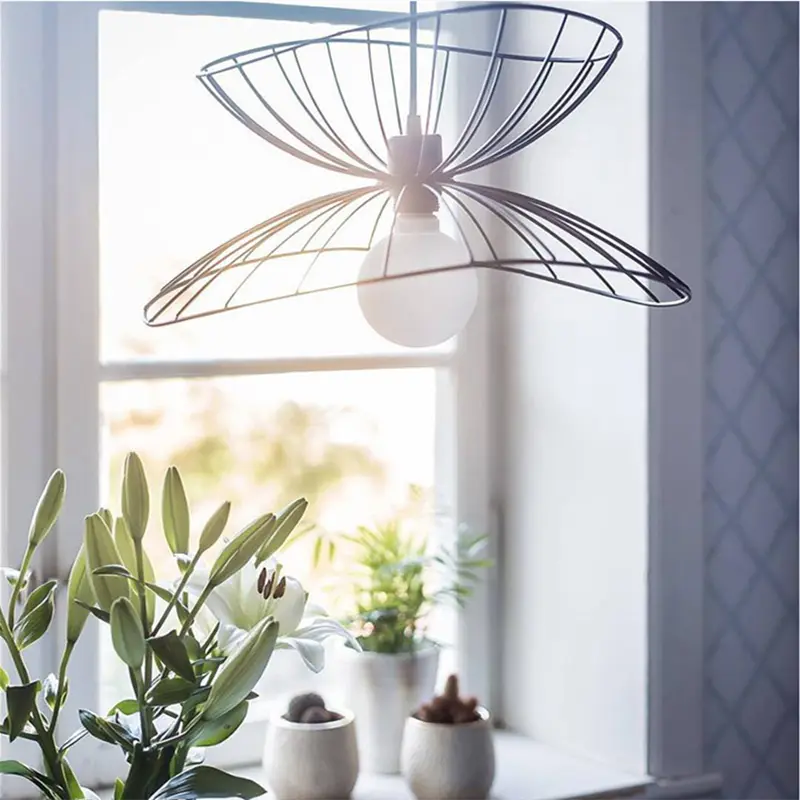 Postmodern Ray Metal Pendant Light Gold Black Silver suspension lustre E27 cage pendant light for HomeKitchen indoor house light