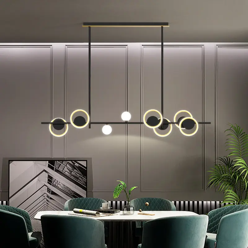 Modern wrought iron chandelier Simple Decor Lighting Nordic bubble light LED Black Bar counter 220-240V dining room chandelier