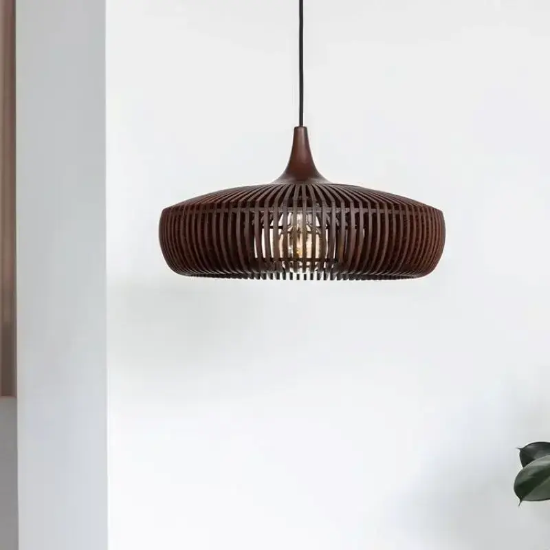 Wooden Round Pendant Lights Farmhouse Restaurant Dining Table Chandeliers Living Room Hanging Lamps for Room Decor Fixture
