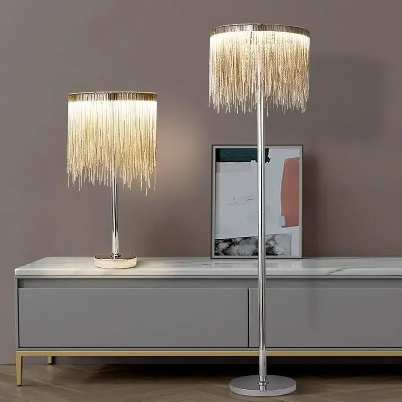 Aluminium Chain Floor Lamp Shop Restaurant Corner Stand Light Living Room Bedroom Floor Light for Home and Decorations Lustre